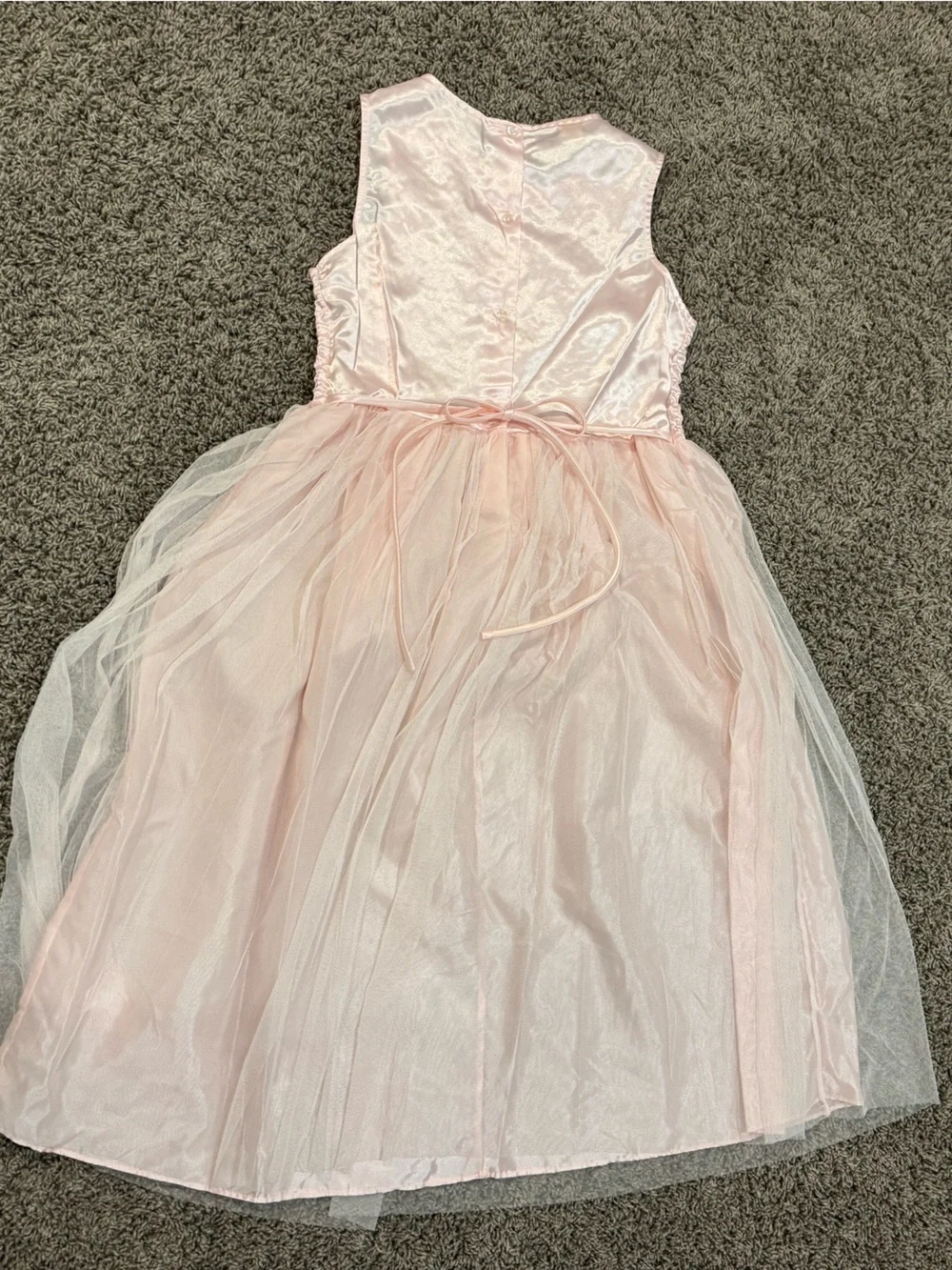 Light Pink Satin Textured Party Dress with tulle skirt, size XL